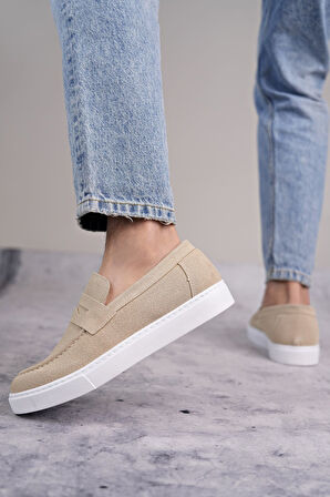 ET180 Estilo X Bağcıksız Süet Erkek Günlük Spor Klasik Ayakkabı BT - Krem