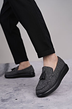 ET154 Blaze Bağcıksız Püsküllü Keten Erkek Günlük Spor Klasik Ayakkabı ST - Gri