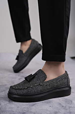 ET154 Blaze Bağcıksız Püsküllü Keten Erkek Günlük Spor Klasik Ayakkabı ST - Gri