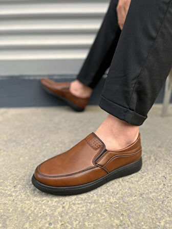 JET-0410 Classique Bağcıksız Cilt Erkek Günlük Klasik Ayakkabı CST - Kahverengi