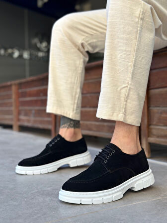 ET0237 Bağcıklı Klasik Yüksek Taban Siyah Süet Casual Erkek Ayakkabı