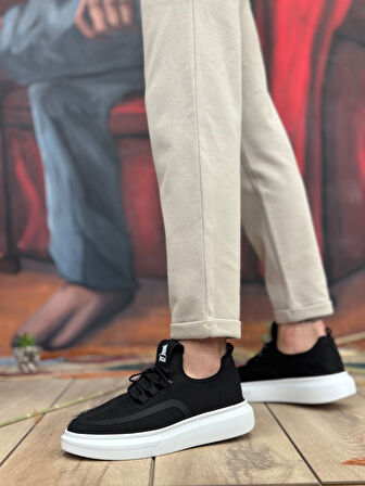 ET0375 Özel Örme Triko Tarz Siyah Renk Spor Ayakkabı