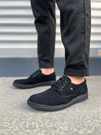 JET-0610 Clasico Bağcıklı Süet Erkek Günlük Klasik Ayakkabı SST - Siyah