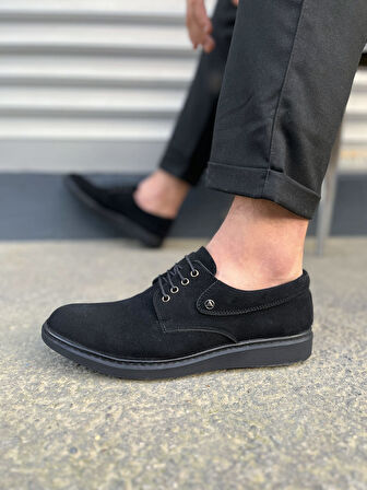 JET-0610 Clasico Bağcıklı Süet Erkek Günlük Klasik Ayakkabı SST - Siyah