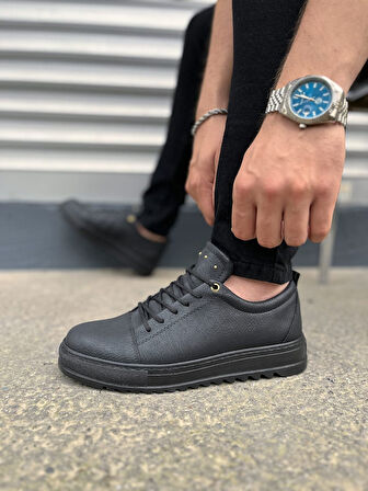 JET-152 Cool Bağcıklı Cilt Erkek Günlük Spor Klasik Ayakkabı CST - Siyah