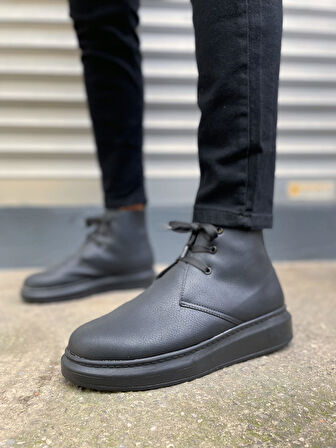 JET-207 Oslo Bağcıklı Ortopedik Taban Cilt Erkek Spor Bot CST - Siyah