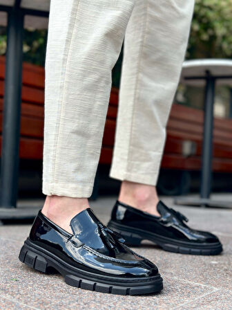 ET0240 Püsküllü Rugan Klasik Yüksek Taban Casual Erkek Ayakkabı