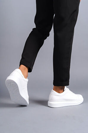 ET151 Boost Bağcıklı Cilt Erkek Günlük Sneaker Ayakkabı BT - Beyaz