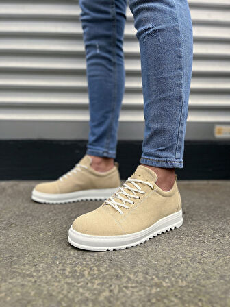 JET-152 Cool Bağcıklı Süet Erkek Günlük Spor Klasik Ayakkabı SBT - Krem