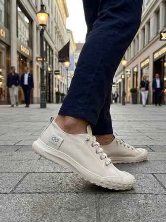 ET0248 Krem Esnek Bağcıklı Ultra Hafif Nefes Alan Sneaker Ayakkabı