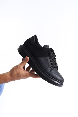 ET151 Boost Bağcıklı Cilt Süet Erkek Günlük Sneaker Ayakkabı ST - Siyah