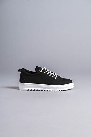 ET152 Cool Bağcıklı Keten Erkek Günlük Spor Klasik Ayakkabı BT - Siyah