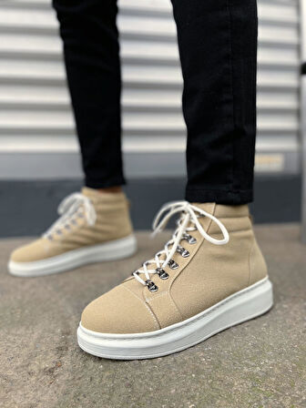 JET-206 Ottawa Bağcıklı Ortopedik Taban Süet Erkek Spor Bot SBT - Krem