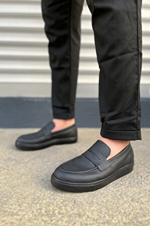 JET-180 Estilo X Bağcıksız Cilt Erkek Günlük Spor Klasik Ayakkabı CST - Siyah