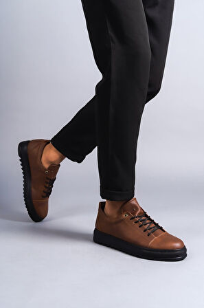 ET152 Cool Bağcıklı Cilt Erkek Günlük Spor Klasik Ayakkabı ST - Taba