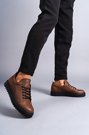 ET152 Cool Bağcıklı Cilt Erkek Günlük Spor Klasik Ayakkabı ST - Taba