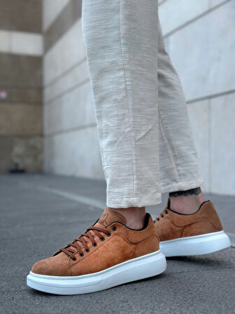 ET0547 Kalın Yüksek Taban Taba Süet Bağcıklı Spor Erkek Ayakkabı