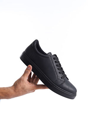 ET165 Elite Bağcıklı Cilt Erkek Günlük Sneaker Ayakkabı ST - Siyah