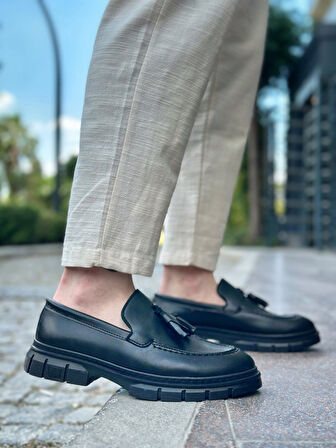 ET0240 Püsküllü Cilt Klasik Yüksek Taban Casual Erkek Ayakkabı