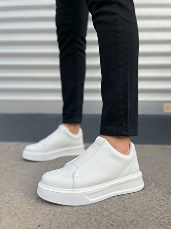 JET-007 Alba Bağcıksız Cilt Erkek Günlük Sneaker Ayakkabı CBT Beyaz