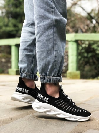 ET0602 Phantom Yüksek Taban Tarz Sneakers Siyah Beyaz Erkek Spor Ayakkabısı