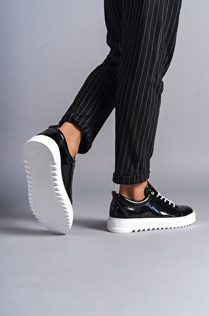 ET152 Cool Bağcıklı Rugan Erkek Günlük Spor Klasik Ayakkabı BT - Siyah