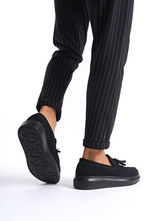 ET154 Blaze Bağcıksız Püsküllü Süet Erkek Günlük Spor Klasik Ayakkabı ST - Siyah