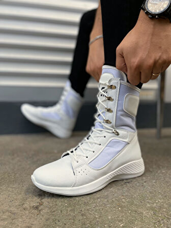 JET-799 Verton Bağcıklı Ortopedik Taban Günlük Cilt Erkek Askeri Postal Bot CBT Beyaz