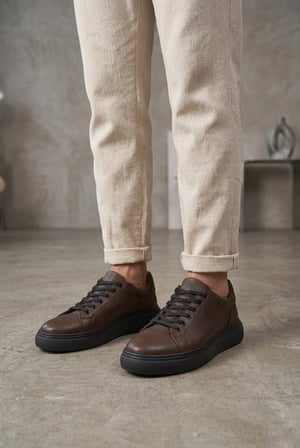 ETF-010 Erkek Sneaker Günlük Casual Spor Ayakkabı Kahverengi Siyah Taban