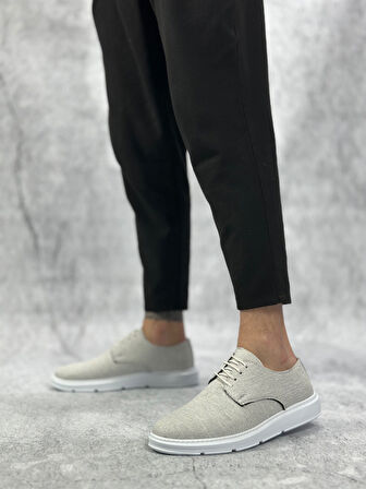 ET0003 Bağcıklı Klasik Spor Keten Beyaz Taban Casual Erkek Ayakkabı