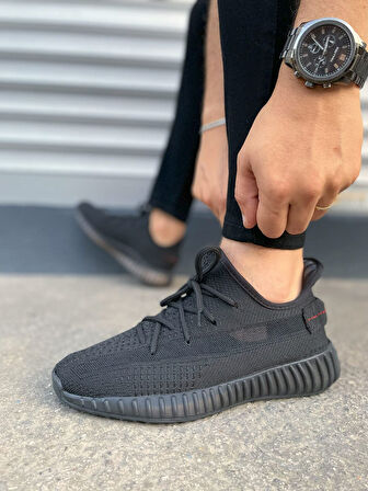 JET-305 Pulse Bağcıklı Triko Kumaş Erkek Günlük Spor Ayakkabı TST - Siyah