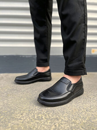JET-0410 Classique Bağcıksız Cilt Erkek Günlük Klasik Ayakkabı CST - Siyah