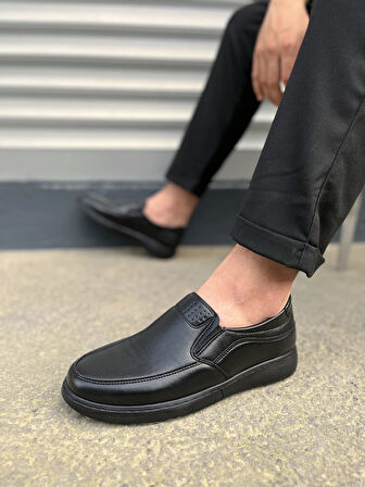 JET-0410 Classique Bağcıksız Cilt Erkek Günlük Klasik Ayakkabı CST - Siyah