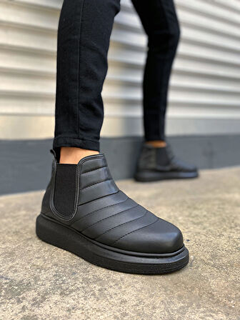 JET-205 Boston Bağcıksız Ortopedik Taban Cilt Erkek Spor Bot CST - Siyah