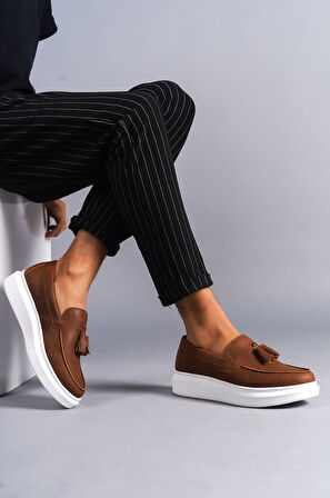 ET154 Blaze Bağcıksız Püsküllü Cilt Erkek Günlük Spor Klasik Ayakkabı BT - Taba