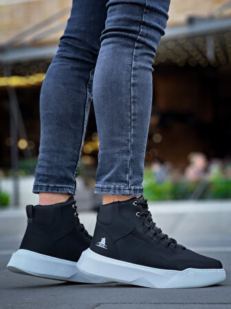 ET0318 Bağcıklı Erkek Yüksek Taban Beyaz Taban Spor Bot