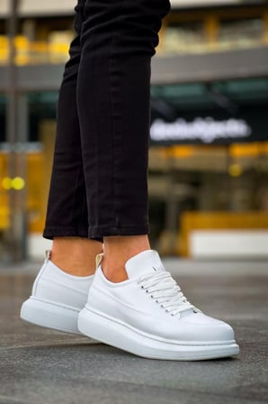 JET-814 Axel Bağcıklı Cilt Erkek Günlük Sneaker Ayakkabı CBT Beyaz