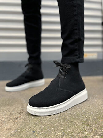 JET-207 Oslo Bağcıklı Ortopedik Taban Süet Erkek Spor Bot SBT - Siyah