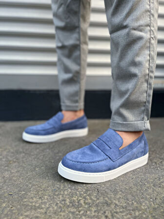 JET-180 Estilo X Bağcıksız Süet Erkek Günlük Spor Klasik Ayakkabı SBT - Mavi