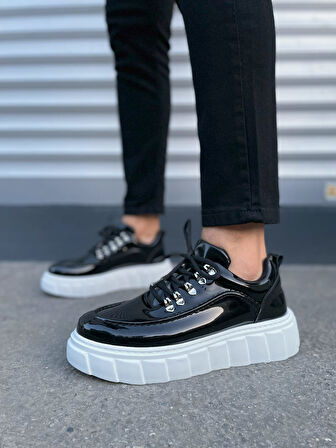 JET-010 Cloud Bağcıklı Rugan Erkek Günlük Sneaker Ayakkabı RBT - Siyah