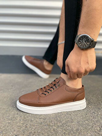 JET-0535 Prime Bağcıklı Cilt Erkek Günlük Sneaker Ayakkabı CBT - Taba
