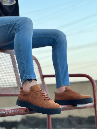 ET0104 Bağcıklı Taba Süet Siyah Taban Spor Klasik Erkek Ayakkabı