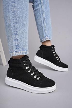 ET206 Ottawa Bağcıklı Süet Erkek Günlük Spor Bot BT - Siyah