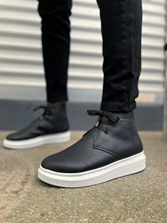 JET-207 Oslo Bağcıklı Ortopedik Taban Cilt Erkek Spor Bot CBT - Siyah