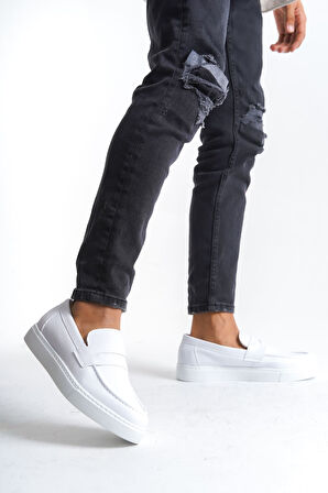 ET180 Estilo X Bağcıksız Cilt Erkek Günlük Spor Klasik Ayakkabı BT - Beyaz