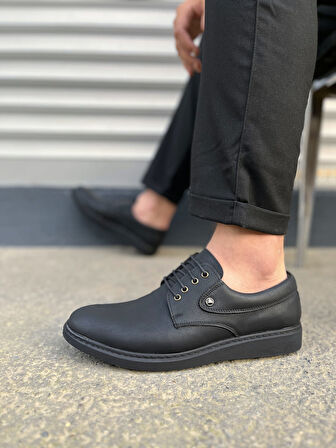 JET-0610 Clasico Bağcıklı Cilt Erkek Günlük Klasik Ayakkabı CST - Mat Siyah