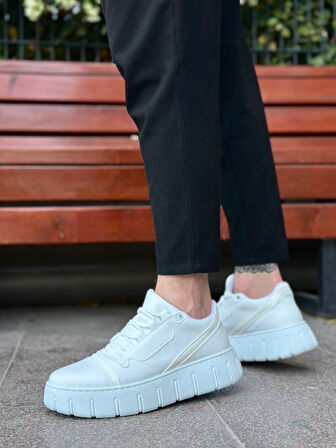 ET0666 Beyaz Yüksek Taban Erkek Günlük Ayakkabı