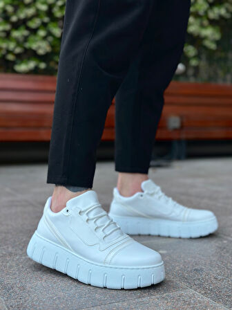 ET0666 Beyaz Yüksek Taban Erkek Günlük Ayakkabı