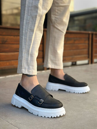 ET0242 Tokalı Klasik Yüksek Taban Siyah Erkek Ayakkabı