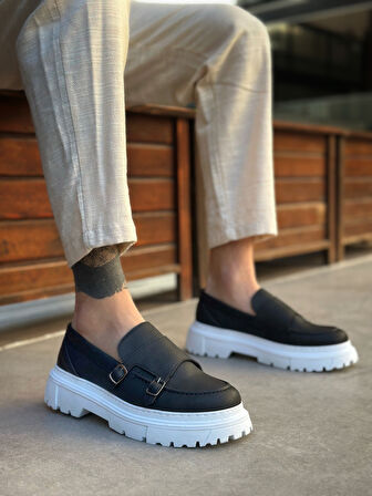 ET0242 Tokalı Klasik Yüksek Taban Siyah Erkek Ayakkabı